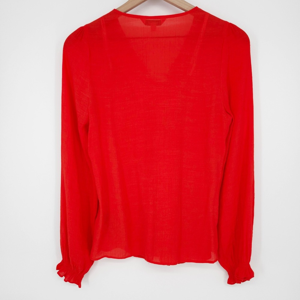 Nanette Lepore Bold Red Pintuck Blouse Top Womens Small Old Money Career Dressy - Picture 8 of 8